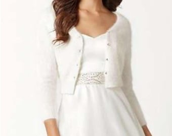 Bolero de boda blanco con mohair hecho a mano / hecho a pedido