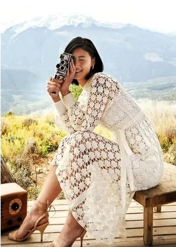 white christmas dresses Hyfve Women's Subtle Glam Crochet Maxi Dress in Off White main image 0