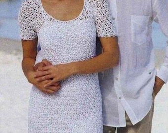 Ladies dress white crochet ,White Wedding Short Dress crochet ,White mini wedding anniversary dress/ custom