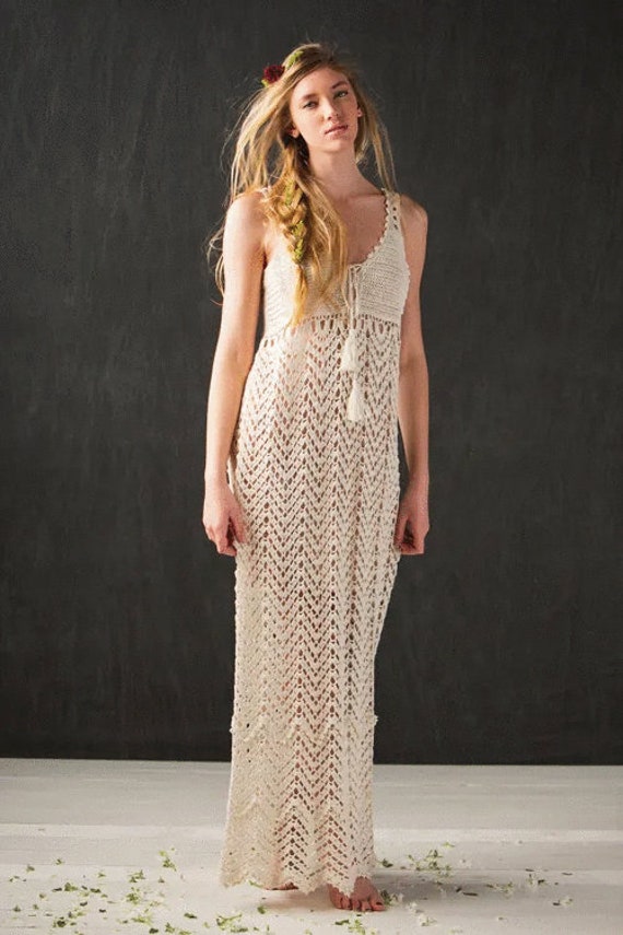 Crochet Maxi Wedding Dress, White Crochet Maxi Dress ,Wedding Maxi Beach Dress ,Wedding Dress Crochet / Custom