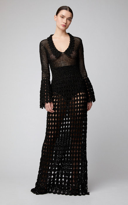 black fringe dress long sleeve Osaka Crochet Dress main image 1