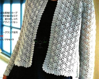 Elegant ladies jacket white crochet / custom