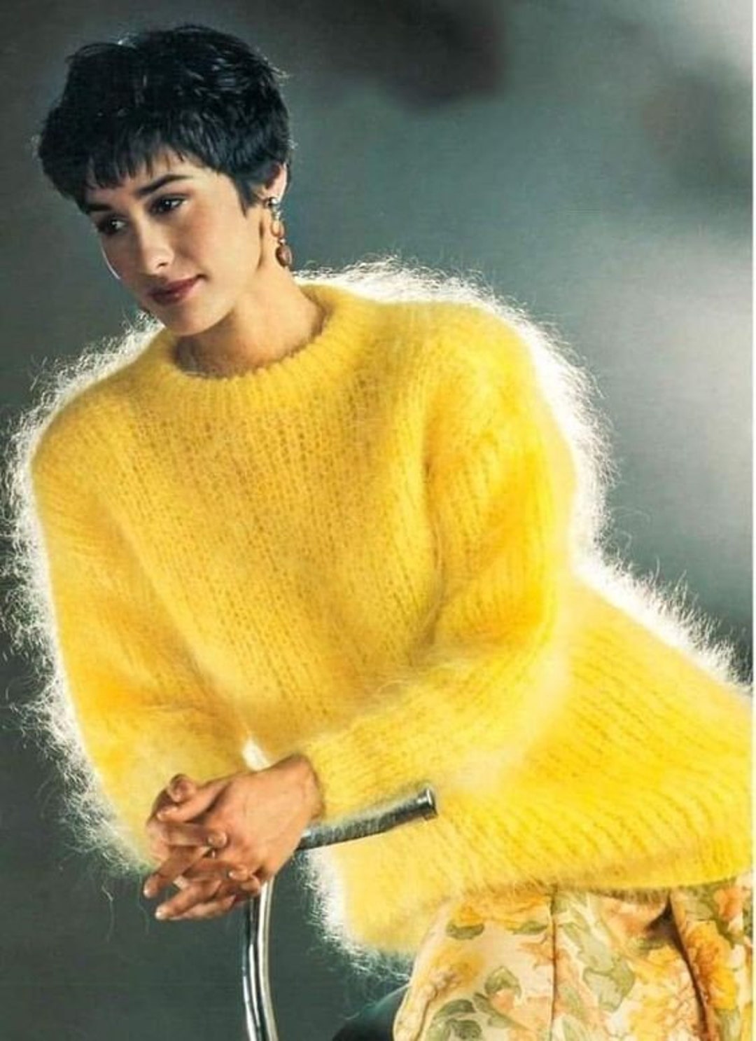 Mohair Mosterd Gele Trui Dames Gele Mohair Gebreide Trui/op Maat