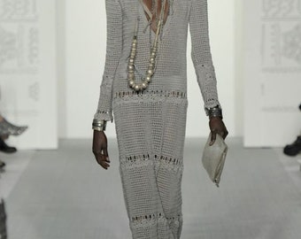 Long gray wedding dress Gray dress crochet Official long dress / custom