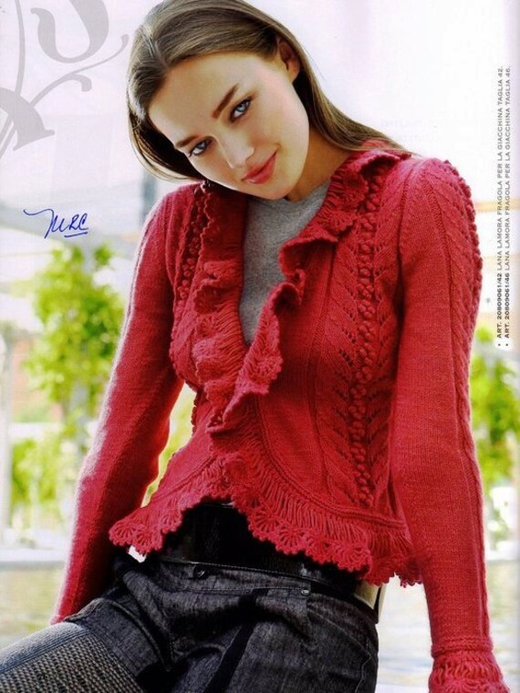 Giacca lavorata a maglia rossa da donna fatta a mano su ordinazione Etsy Italia