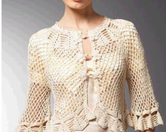 Women&#39;s wedding bolero crochet, White bolero crochet / made to order