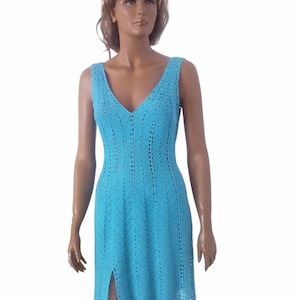 Vestido feminino de crochê, minivestido de praia de crochê, vestido cor turquesa/feito sob encomenda