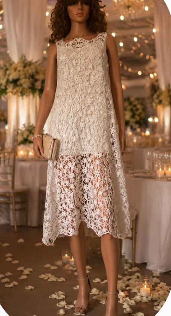 White Crochet Loose Dress , Crochet Beach Loose Dress , White Crochet Maternity Dress / Made to Order