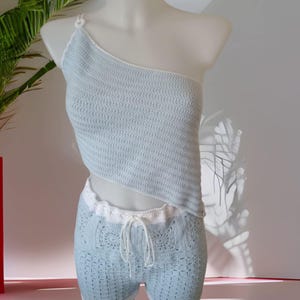 Women&#39;s crochet short skirt and crop top set, Crochet beach short skirt and crop top set , Backless top and skirt sets / made to order