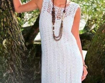 White crochet midi dress, White dress crochet   / made to order