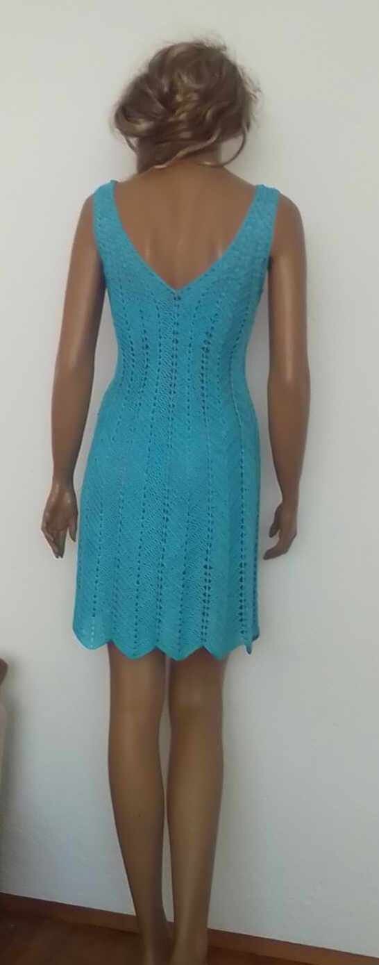 Women's Crochet Dress ,Crochet Beach Mini Dress ,Turquoise Color Dress / Made to Order