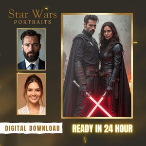 Benutzerdefinierte Star Wars Paar Porträt vom Foto, benutzerdefinierte realistische Star Wars Porträt, personalisierte Porträts, bestes benutzerdefiniertes Familienporträt Geschenk