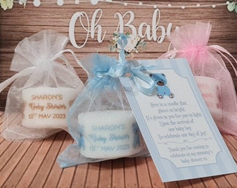 Personalised SCENTED Baby Shower 2cm Tealight Candle Favours Blue/Pink/Brown (Set of 10) (with or without tags)