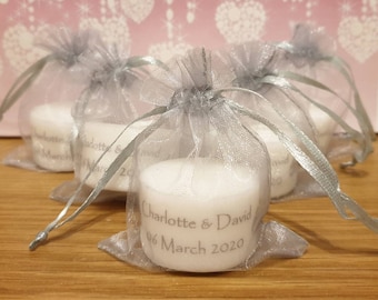 Personalised Candle Tealight Wedding Favours (Set of 10) Silver