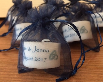 Personalised Candle Tealight Wedding Favours (Set of 10) Navy