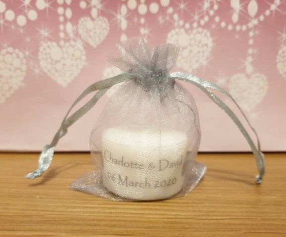 Personalised Candle Tealight Wedding Favours set of 10 Silver