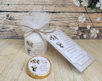 10 x 3cm or 6cm Personalised We Can Bearly Wait  Baby Shower candle favours