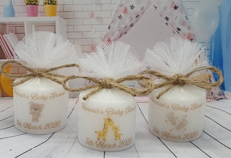 15 X 3cm Personalised Baby Shower Candle Favours Etsy UK