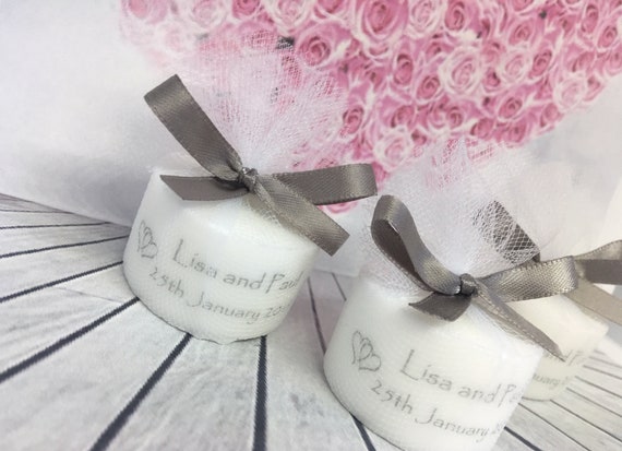 Personalised Candle Tealight Wedding Favours in any colour Set Of 10