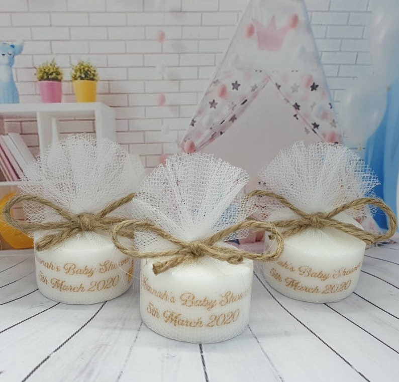 10 x Personalised baby shower tealight candle favours Etsy