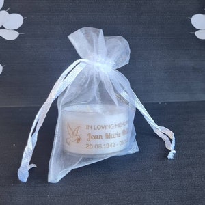 10 Candeline Tealight Commemorative Personalizzate Per Funerale Con Etichetta