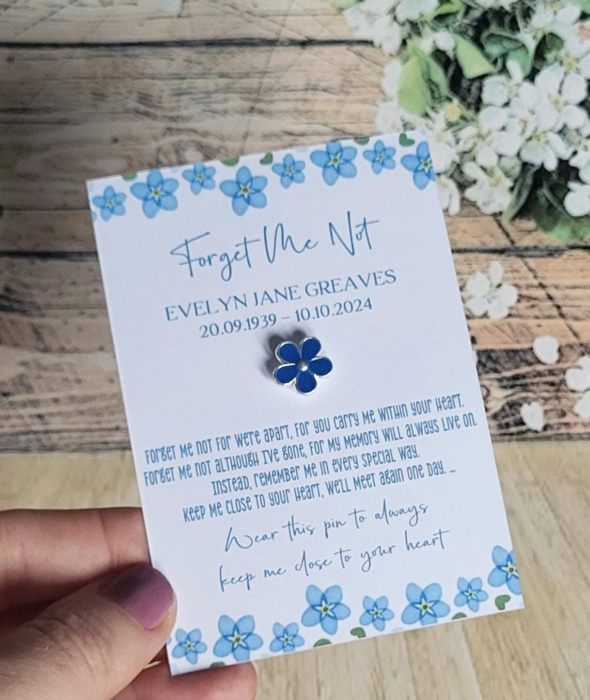 Forget Me Not Memorial Gift Bags Funeral Favors Celebration