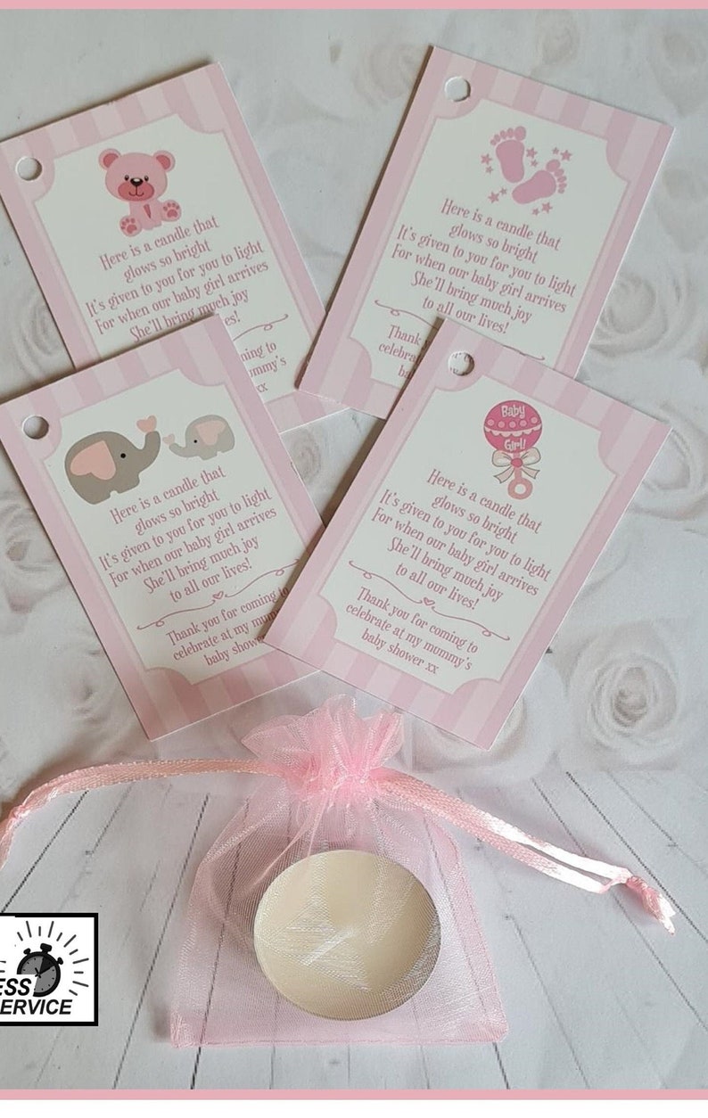 Baby Shower Scented Tealight Candle Favours With Gift Tags Etsy UK