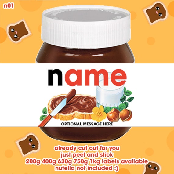 Personalised Nutella Jar Label Sticker Gift Novelty Etsy