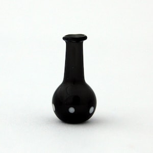 Miniature hand blown black glass vase
