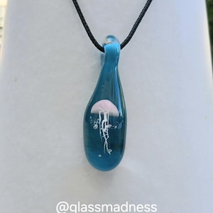 Jellyfish glass pendant / Glass pendant necklace / Jellyfish glass necklace / Gift for him / Gift for her - FREE SHIPPING -