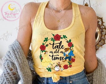 Beauty And The Beast Tank Top, Tale As Old As Time Ladies Tank, Belle Princess Rose Women Tank E2204