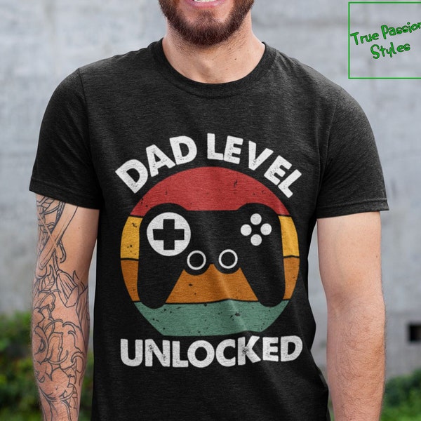 Funny New Dad Shirt, Dad Level Unlocked Tee Shirt, Gaming Shirt, First Time Dad, Father's Day Gift Idea, New Super Dad Announcement Shirt