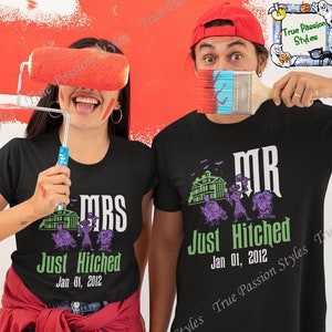 Custom The Haunted Mansion Couple Shirt, Mr Mrs Foolish Mortal T-shirt Just Hitched Ghosts Tee, Disney Family Halloween Vacation E2205 E2206