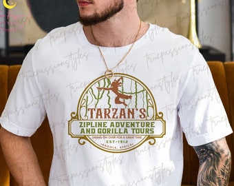 Shirt Tarzan, T-shirt Tarzan en Jane, shirt Tarzans boomhut, Tarzan Adventure-T-shirt, sweater, hoodie E7059
