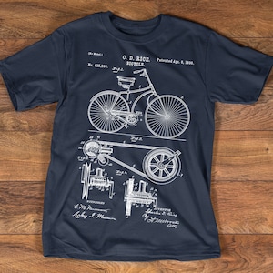 Bicycle Shirt - 1890 Bicycle Patent T-shirt - Cycling Shirts Collection - Available S-3XL Unisex Sizes - Gift Idea for Cyclist