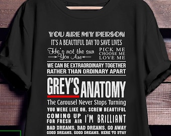 Grey's Anatomy Shirt, Greys Anatomy Quotes T-shirt, Grey's Anatomy tee, You Are My Person Shirt, It's a Beautiful Day to Save Lives Shirt