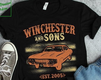 Supernatural Shirt - Winchester And Sons Est 2005, Funny Supernatural T-shirt Collection - Winchester Brothers With Car Gift