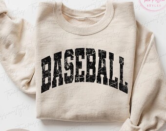 Distressed Baseball Sweatshirt, Retro Baseball Shirt, Baseball Season Sweater, Baseball Game Day Shirt, Sports Mom Tee, Long Sleeve S05517