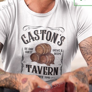 Gaston's Tavern Le Pub Tee, Gastons Bar Shirt, Dad T-shirt, Long Sleeve, Sweatshirt, Hoodie E2090