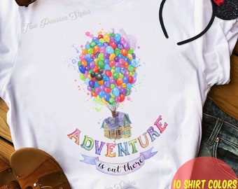 Up Carl and Ellie Disney Shirt for Men, Women, Kids - Adventure Is Out There Watercolor Disneyland WDW T-shirt, Sweatshirt, Hoodie E2006