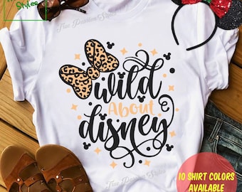 Disney Animal Kingdom Shirt - Wild About Disney T-shirt - Matching Family Trip Tee Shirts - Cute Minnie Leopard for Girls and Kids E2021