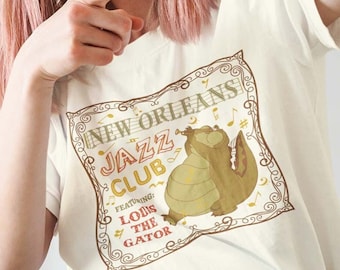 Louis The Gator Shirt, New Orleans Jazz Club The Princess and The Frog T-shirt, Long Sleeve Tee Shirt, Sweatshirt, Hoodie E2831