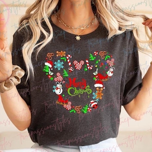 Koszulka na imprezę świąteczną z głową myszy i wesołym bałwankiem w kształcie piernika i płatkiem śniegu 10040