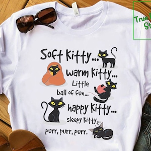 Soft Kitty Black Cat T-Shirt For Black Cat Mom / Dad , Mother's Day Gift For Cat Mom / Mama, Father's Day Gift for Cat Dad / Papa 10013
