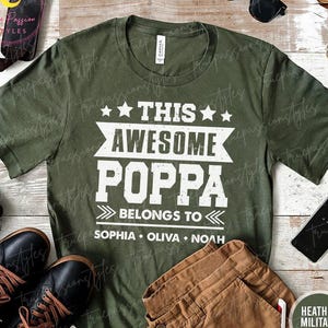 Kundenspezifisches Poppa-Shirt mit Kindernamen, Vatertagsgeschenk für Poppa, personalisiertes Poppa-Shirt, diese fantastische Poppa gehört, Poppa, zum zu sein S03268