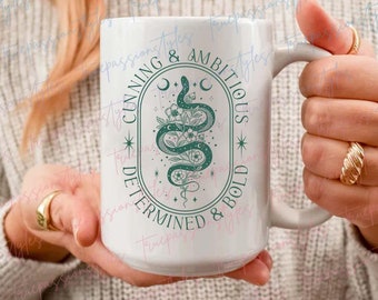 Cunning & Ambitious Snake Mug, Wizard House Mug, Magic School Cup E7113