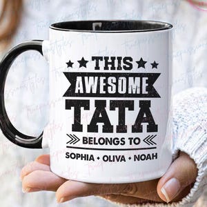 Custom Tata Mug With Kids Names, Fathers Day Gift For Tata, Personalized Tata Coffee Mug, This Awesome Tata Belongs To Beer Stein S03270