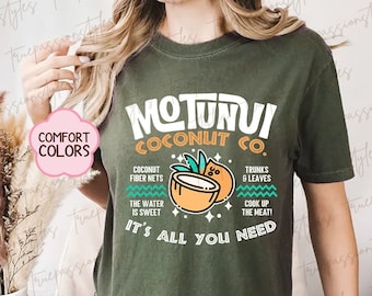 Camisa Comfort Colors Motunui Coconut Co, camiseta Moana Princess, camiseta Maui Magic Kingdom E2453