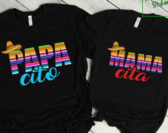 Cinco de Mayo Couple Matching Shirts - Papacito T-shirt - Mamacita T-shirt - Fiesta Couple Shirt - Mexican Fiesta Shirt - Hispanic Parents