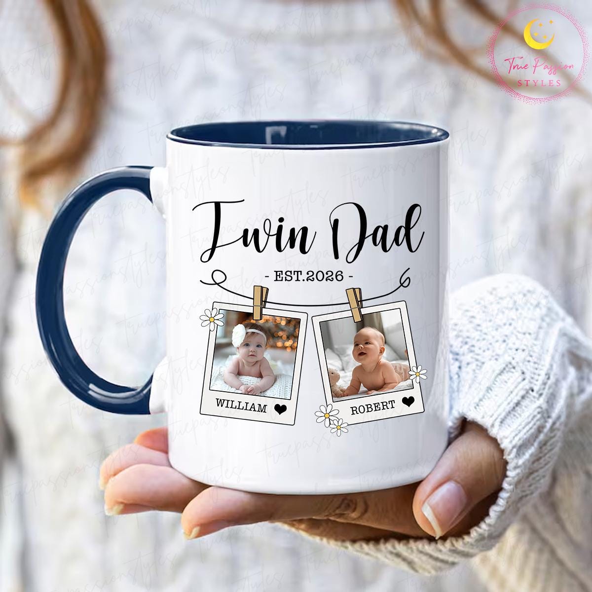 Custom Photo Twin Dad Mug, Dad of Twins, Father of Twins Gift ...
